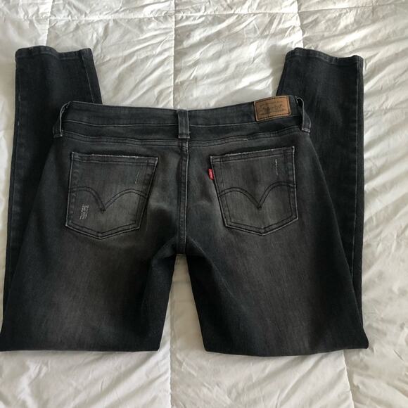 Levi’s Black Acid Wash 545 Trendy Straight Leg Retro Denim Jeans 8 - Picture 1 of 5